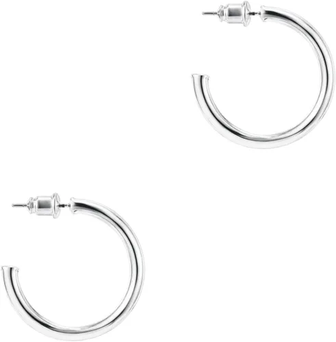 Miniatura 18 de PAVOI Aretes de aro chapados en oro de 14 quilates para mujer, aretes de aro de oro infinito de 0.079 pulgadas de grosor, aretes de bucle chapados