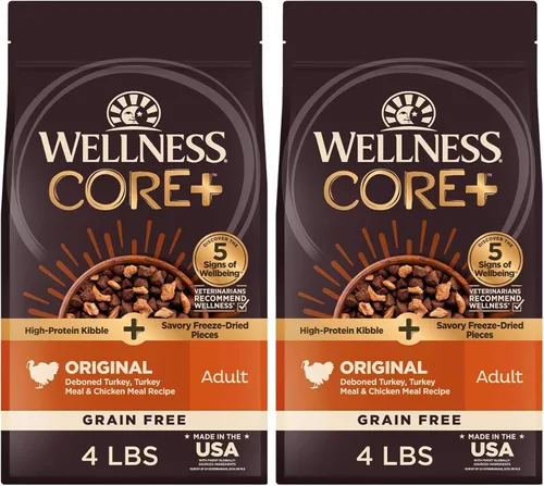 Miniatura 14 de Wellness CORE+ Alimento seco para perros con trozos liofilizados, sin granos, alta proteína, natural, receta de caza silvestre con pato, cordero