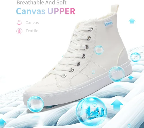 Miniatura 75 de Obtaom Zapatos de lona de alta calidad para mujer/hombre para jugar a media pantorrilla, zapatillas de deporte de moda casuales con cordones de alta