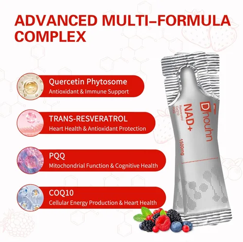 Miniatura 3 de Suplemento líquido NAD de 1500 mg, ribósido de nicotinamida y resveratrol con PQQ, suplemento NAD para mujeres y hombres, aumenta la energía