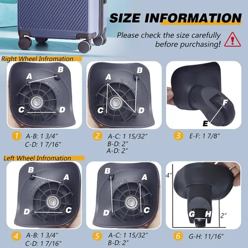Miniatura 2 de Repuesto de rueda de equipaje reparación maleta bolsa piezas Spinner ruedas ruedas ruedas (W041-L-a par 2 piezas)