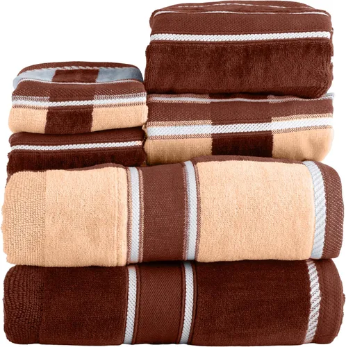 Lavish Home Juego de toallas de baño de 6 piezas - 525 GSM 100% algodón accesorios de baño - 2 sábanas de baño, 2 toallas de mano y 2 toallitas de