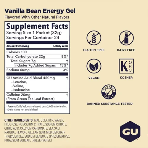 Miniatura 3 de GU Energy Original Sports Nutrition Gel Energético, Vainilla, 26.4 Oz, 24