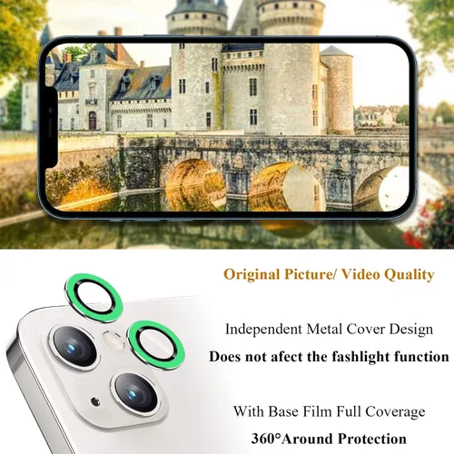 Miniatura 6 de Protector de lente de cámara luminoso brillante compatible con iPhone 13 (6.1 pulgadas)/13 Mini (5.4 pulgadas), vidrio templado ultra
