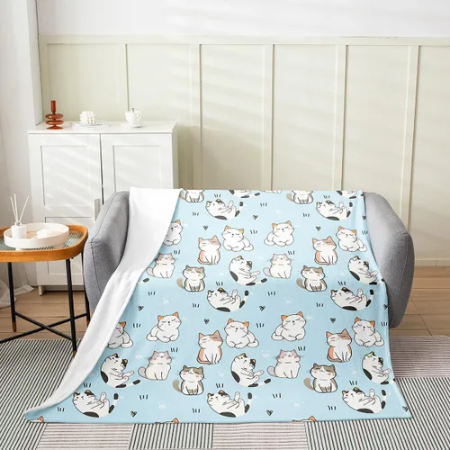 Miniatura 2 de Erosebridal Manta de vellón de gato, Kawaii Garfield, manta mullida de gato persa para niños y niñas, manta de franela suave con estampado de patas