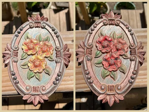 Miniatura 6 de Apliques de madera, adornos decorativos de madera, adornos tallados en rosas para muebles, calcomanías ovaladas de talla central para puerta