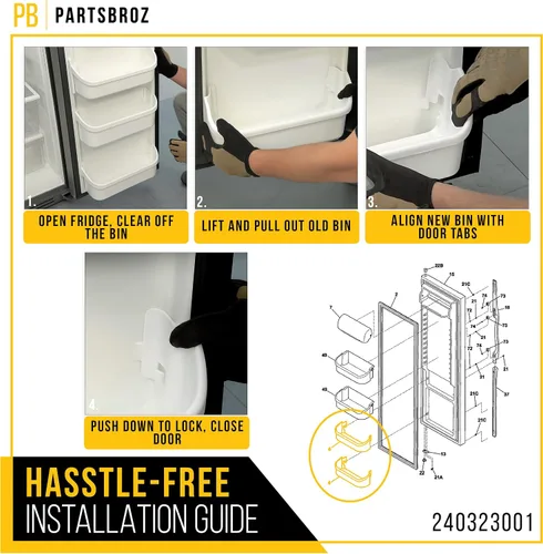 Miniatura 6 de 240323001 Frigidaire Puerta Contenedor Refrigerador Repuestos Parte Kenmore Electrolux FFHS2611PFEA FFSS2614QS6A FFHS2622MSF FFSS2614QS4A