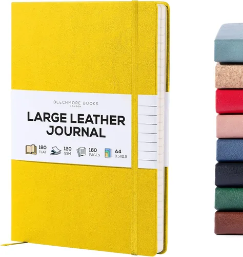 Miniatura 11 de BEECHMORE BOOKS Cuaderno rayado, 5.8 x 8.3 pulgadas, páginas rayadas A5, 160 páginas, diarios de cuero de tapa dura para mujeres, hombres, escritura