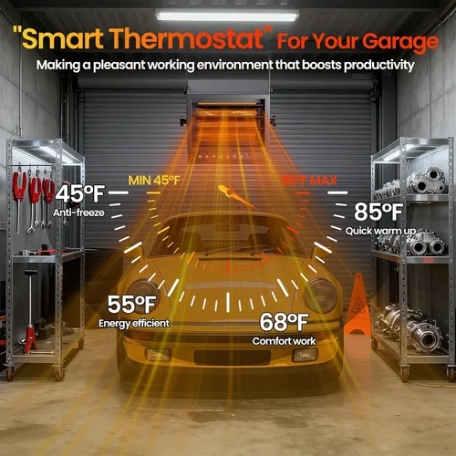 Miniatura 7 de Calentador eléctrico de garaje de 7500 W con control remoto, calentador de techo cableado de 240 V, calentadores de espacio de garaje con modo ECO