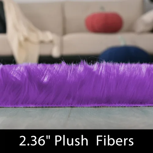 Miniatura 2 de Latepis - Alfombras para salas de 5 x 8 pies, alfombra mullida y lavable de pelo sintético, color púrpura, para sala de estar, dormitorio