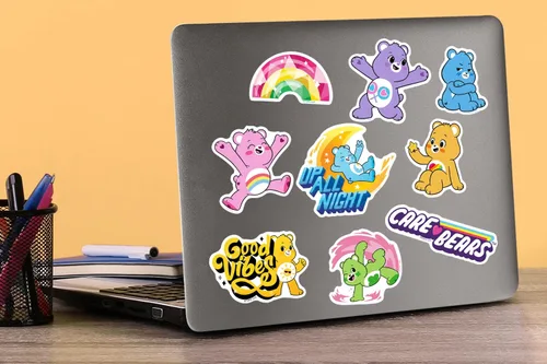 Miniatura 5 de Care Bears Unlock the Magic - Paquete variado de 100 calcomanías de vinilo grandes de lujo, calcomanías con licencia oficial de Care Bears, laptop