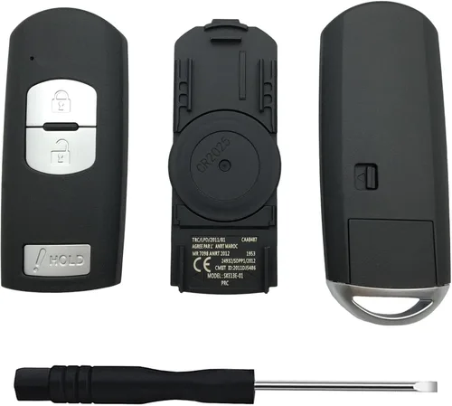Miniatura 6 de Funda de llavero de entrada sin llave de repuesto para Mazda 3 CX-3 CX-5 WAZSKE13D01 662F-SKE13D01 Llavero de llave del coche negro (3 botones)