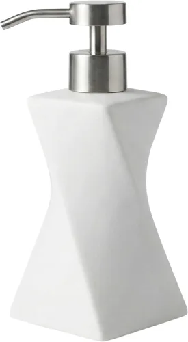 Miniatura 12 de Dispensador de jabón blanco moderno con bomba plateada para baño y cocina, estilo de arte contemporáneo, acabado mate, a prueba de óxido, 8.5 onzas