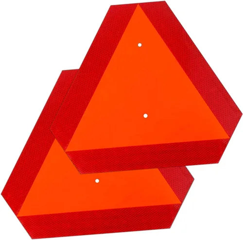 Miniatura 8 de Letrero reflectante de movimiento lento para vehículo, triángulo de vehículo de movimiento lento, 14 x 16 pulgadas, 80 mil de grosor, de plástico