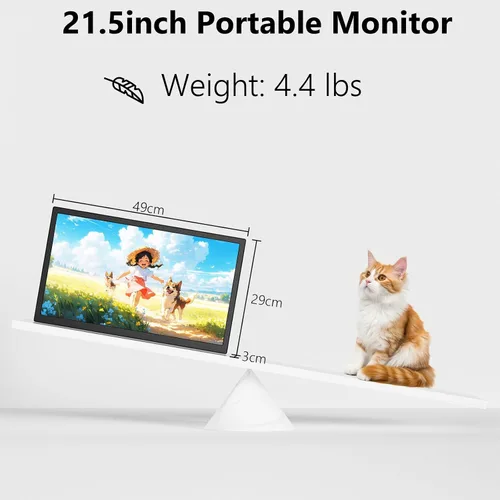 Miniatura 9 de Monitor portátil grande de 21.5 pulgadas para laptop, FHD 1080P 75Hz VESA compatible con USB-C HDMI, extensor de computadora para trabajar