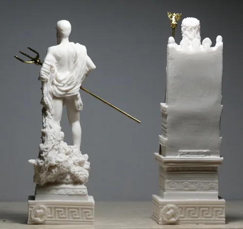 Miniatura 6 de Conjunto de escultura de estatua de Dios griego romano rey Zeus y Poseidón Alabastro