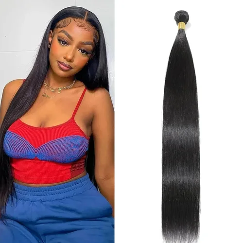 Miniatura 29 de Extensiones de cabello humano lacio tipo afro, 12 meses de vida útil de 10, 12 y 14 pulgadas, paquetes de cabello lacio brasileño Yaki 100% sin