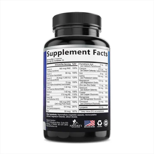 Miniatura 9 de Multivitamínico para hombres, suplemento avanzado con fórmula de espectro completo, vitaminas esenciales A, C, D, E y zinc, vitaminas B de alta