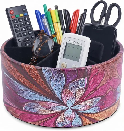 Miniatura 67 de Organizador Redondo de Cuero para Suministros de Arte, Soporte para Control Remoto, Rotación de 360 Grados, Soporte Multifuncional para Lápices