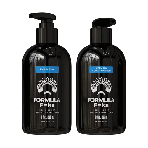 Miniatura 6 de Formula F=kx - Sistema de cuidado del cabello rizado y rizado para hombres - Set de champú hidratante, acondicionador y crema para rizos, sin