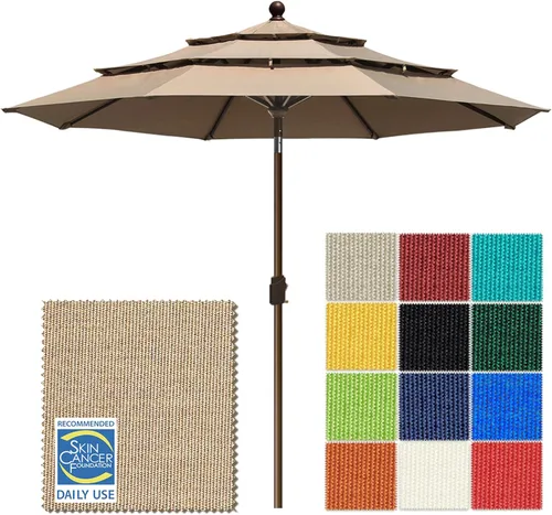 Miniatura 70 de EliteShade USA Sombrilla de Mercado de 10 Años Sin Decoloración de 9 Pies 3 Niveles Sombrilla de Patio Sombrilla de Mesa para Exteriores con Beige