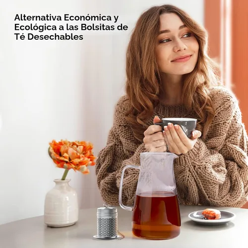 Miniatura 3 de Reinmoson Colador de Té Grande para Té Suelto y Especias para Cocina, Coladores de Malla Extra Fina, Colador de Té de Hojas Sueltas de Acero 1