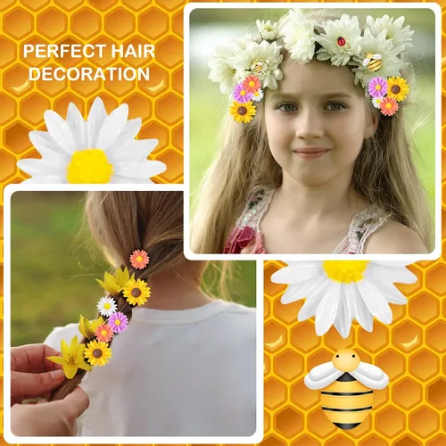 Miniatura 4 de 200 piezas de resina mini decoración de girasol de abeja margarita adorno de abejas, abalorios de abejas, cuentas epoxi de mariquitas, manualidades