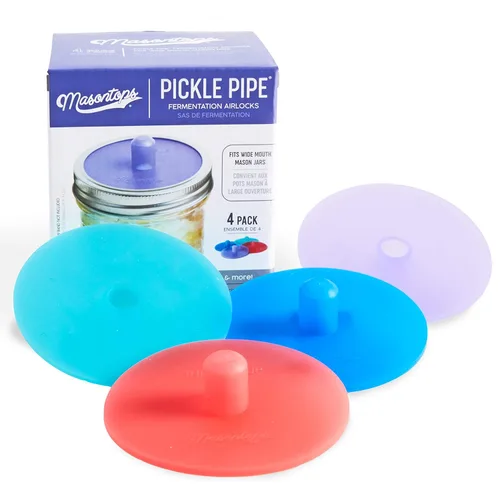 GEMMA Correll Pickle tubo – de una sola pieza fermentación sin agua Airlock tapas de silicona para Mason Jar fermentación – Boca ancha – 3 Pack,