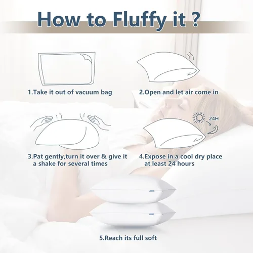 Miniatura 6 de CozyLux Almohadas de cama suaves y de apoyo para personas que duermen de lado y de espalda, relleno alternativo con certificado Oeko-Tex, almohada