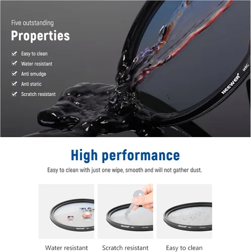 Miniatura 5 de NEEWER Filtro Polarizador de 58mm 30 Capas Multi Resistant Nanorecubierto Circular Polarizador(CPL) con Vidrio Óptico HD/Marco Ultra Delgado, Reduce