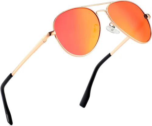 Miniatura 38 de Gleyemor Lentes de sol polarizados estilo aviador para niños y niñas, jóvenes, adolescentes, dos tamaños de 1.969 in y 2.047 in