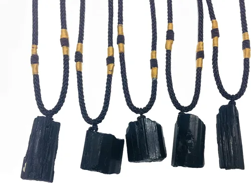 Miniatura 5 de Zungtin - Collar con colgante de chakra curativo de turmalina negra cruda natural