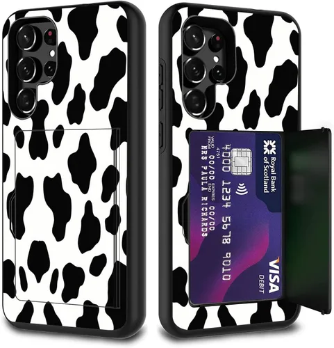 Miniatura 83 de Funda híbrida de doble capa con función atril para Samsung Galaxy A16 5G de 6.9 pulgadas, diseño de vaca con bandera estadounidense