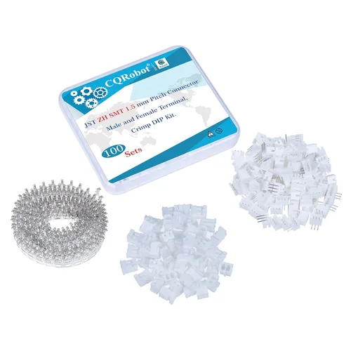 Miniatura 70 de CQRobot JST EL 4.5 mm de paso 2 pines conector electrónico IC macho, enchufes hembra carcasa y kit de terminales de crimpado en T macho/hembra. 50