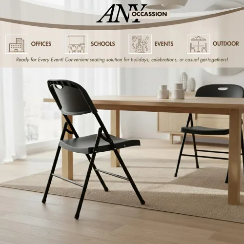 Miniatura 7 de Paquete de 2 sillas plegables de plástico resistente, sillas plegables de capacidad de 450 libras para interiores y exteriores, asientos portátiles