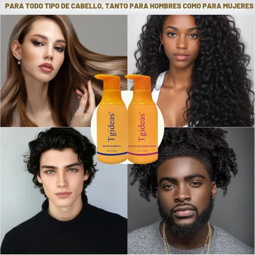 Miniatura 7 de Tgideas Juego de champú y acondicionador de biotina antiadelgazamiento para cabello adelgazante para mujeres y hombres, champú para fortalecer