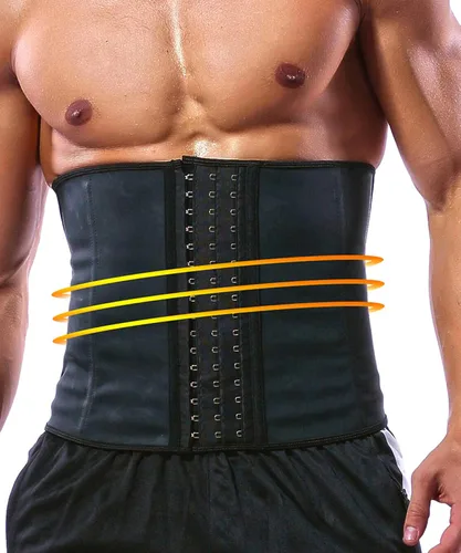 GainKee 100% Látex Fajas de Entrenamiento para Cintura de Hombre con Hueso de Acero, Cinturón de Sudor, Traje de Sauna para Fitness, Moldeador