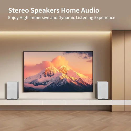 Miniatura 3 de Elimavi Altavoces de Estantería Amplificados 35W RMS, Altavoces para Tocadiscos con Woofer de 4'' y Tweeters de 1'' con Montaje en Pared para TV