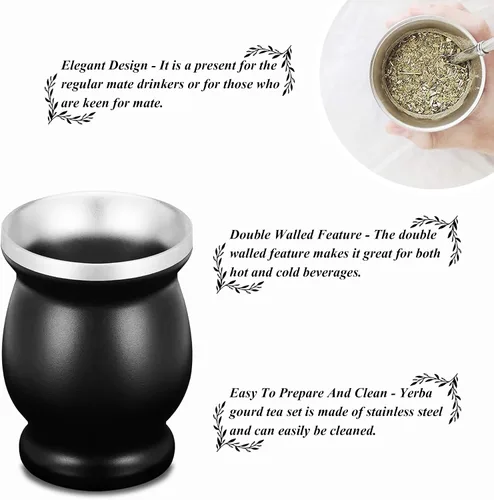Miniatura 6 de LA FEE Yerba Mate Juego de Calabaza Natural/Taza de Té Marrón (Taza de Mate Tradicional Original - 8 Onzas), Incluye Bombilla de Yerba Mate