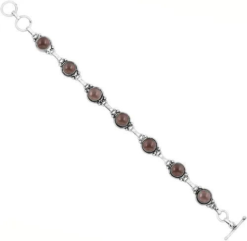 Miniatura 66 de Round Shape Natural & Synthetic Gemstones Silver Plated Bracelets for Women - Vintage Bohemian Style Handmade Birthstone Adjustable Link Bracelet