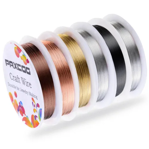 PAXCOO Paquete de 6 alambres para abalorios de joyería para suministros y manualidades (calibre 24)