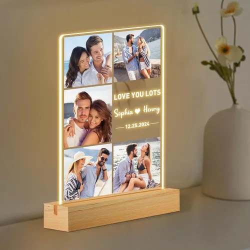 Miniatura 7 de Marcos de fotos personalizados con foto, marco de fotos personalizado con luz nocturna, marco de fotos personalizado, regalos personalizados de 5
