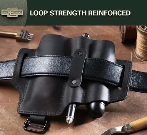 Miniatura 4 de Funda EDC multiherramienta para cinturón - Funda compacta para cuchillo y linterna para uso diario - Funda Leatherman para hombres - Organizador