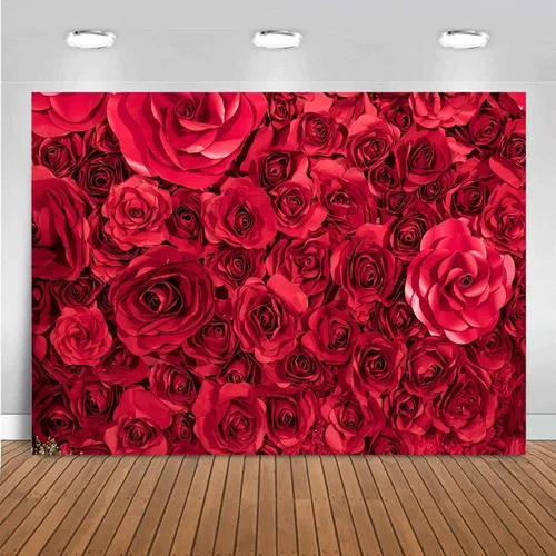 Miniatura 7 de Telón de fondo de flores de boda de 7 x 5 pies, romántico, propuesta de fondo floral, propuesta, cortina de flores, pancarta, ceremonia, despedida