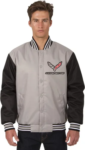 JH Design Group - Chaqueta de tela cruzada para hombre con logo bordado en 3 colores