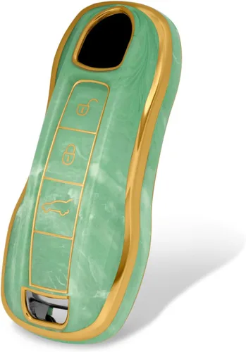 Miniatura 9 de Funda para llavero Porsche, funda de TPU suave premium compatible con Porsche 911 Cayenne Panamera Macan (patrón celadón)
