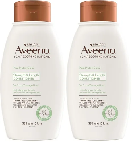 Miniatura 10 de Aveeno Strength & Length - Acondicionador de mezcla de proteínas vegetales, fórmula vegana para cabello fuerte y saludable, blanco, sin perfume, 12