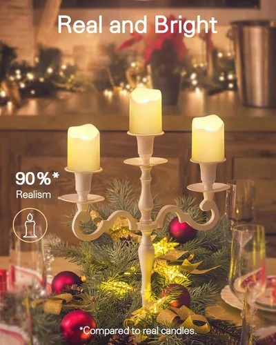 Miniatura 6 de SHYMERY Velas votivas sin llama con temporizador, paquete de 12 velas LED parpadeantes que duran 15 días, 18 horas de apagado en 24 horas, velas