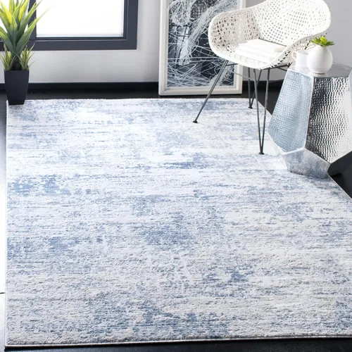 Miniatura 16 de SAFAVIEH Amelia Collection ALA700A - Alfombra decorativa de 2'2" x 4', diseño moderno abstracto, color marfil y azul, no desprende pelusa y de fácil