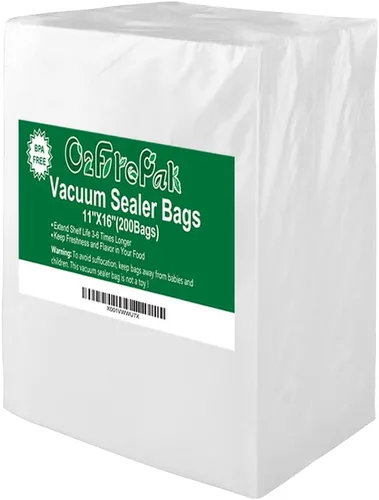 O2frepak 200 Bolsas selladoras al vacío de 11" x 16", sin BPA y resistentes, bolsas selladoras de alimentos al vacío, ideales para almacenamiento de